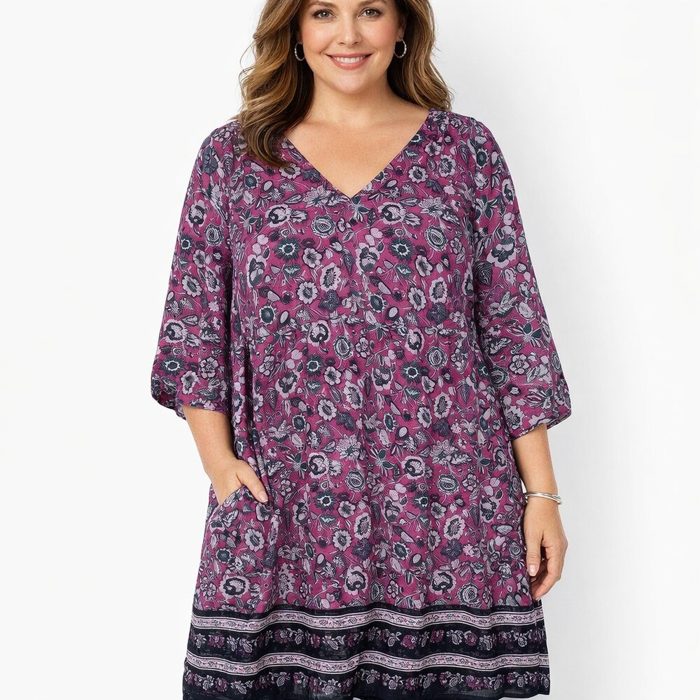 LOFT Pink Floral Tunic Dress